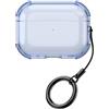 QJONSIU Cover Compatibile con Airpods Pro 3, Antigraffio Trasparente Protettiva Custodia in TPU Morbido con Moschettone-Blu
