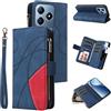 FERLAN Cover a Libro per Realme C61/Realme C63 Custodia cintura 9 slot per schede,Protettiva Caso PU Premium Folio in Pelle Magnetica Flip Wallet Case con Portafoglio,Blu