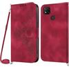 Netany Cover per Xiaomi Redmi 9C/Redmi 10A/9C NFC con Cordino, Flip Portafoglio Magnetica Custodia in Pelle, [2 Porta Carte][Chiusura Magnetica],Custodia Libro Antiurto Cover con Laccio (Rosso)