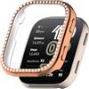 Generic Custodia Bling compatibile con Amazfit Bip 6 Cover rigida PC cristallo diamanti strass protettiva guscio antiurto smartwatch senza pellicola protettiva (oro rosa)