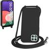 WenBaby Cover Compatible con Samsung Galaxy A22 5G,Cellulare Girocollo Custodia con Cordino TPU Corda Silicone Case Bumper per Samsung Galaxy A22 5G Custodia, Nero