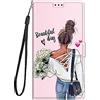 Lnxlanxx Cover Compatibile per Oppo A40 / A40M / A60 5G Silicone PU Pelle Portafoglio Libro Motivo Case Antiurto Bumper Magnetica Flip Protettiva Resistente Custodia (Ragazza)