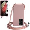 WenBaby Cover Compatible con Samsung Galaxy S21 Ultra,Cellulare Girocollo Custodia con Cordino TPU Corda Silicone Case Bumper per Galaxy S21 Ultra/S30 Ultra Custodia, Rosa sabbia