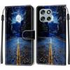 KENHONER Custodia per Motorola Moto G56 5G, luna | Portafoglio Pelle PU, Magnetica, Resistente Agli Urti, Scomparto Carte Credito, Pieghevole, Flip Libro, Motivo