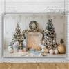 Bovlleetd Sfondo di Natale per fotografia, scena di Natale con caminetto bianco, sfondo fotografico invernale Natale Xmas Tree Vinile 8x6ft