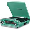 Studebaker Giradischi con controllo del passo a 3 velocità con ricevitore Bluetooth, radio AM/FM, slot USB per riproduzione MP3/cuffie e jack AUX in (color foglia di tè)