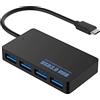 OcioDual Hub USB Tipo C a 4 Porte USB 3.0 Nero SuperSpeed SS 5 Gbps Multiporta LED Indicatore Trasmissione Dati Alta Velocità per PC Laptop