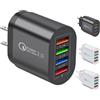 Lesunbak 2 Pezzi Caricabatterie USB Adattatore Presa Per Caricabatterie USB, Caricabatterie Rapido Multiplo A 4 Porte Con QC3.0, Presa Per Adattatore Di Alimentazione Compatibile Con Telefono Cellulare, Tablet