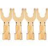 Goshyda 4pcs Y Connettore a Forcella, 5 Mm di Diametro del Cavo Placcato Oro Materiale Conduttore in Rame Puro Connettore del Cavo 'altoparlante per Amplificatori Sistemi