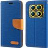 Shantime Custodia in pelle intrecciata per Oukitel WP60 - Blu | 7.2 Custodia flip portafoglio in tessuto Oxford con guscio interno in TPU, supporto integrato e portacarte
