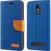 Shantime Custodia Flip in Tessuto Oxford e Pelle PU Compatibile con SPC Zeus 4G, Cover Protettiva con Chiusura Magnetica e Tasche per Carte (Blu)