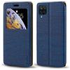 Shantime Custodia Flip in Pelle PU con Finestra Visibile e Chiusura Magnetica Invisibile Compatibile con Samsung Galaxy A22 4G, Protezione Totale (Blu)