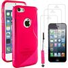 ebestStar - Cover Compatibile con iPhone 5C Custodia Protezione S-Line Design Silicone Gel TPU Morbida e Sottile + Mini Penna +3 Pellicole plastica, Rosa [Apparecchio: 124.4 x 59.2 x 9mm, 4.0'']