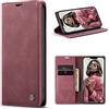 WenBaby CaseMe Cover per iPhone 11, Magnetica Cover a Libro con Slot per Schede, Custodia in PU Pelle Portafoglio per iPhone 11, Rosso