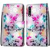 Mo-Somnus Cover per Samsung Galaxy A70, Custodia in PU Pelle Magnetica Libro Flip Caso Antiurto Portafoglio [Supporto Stand] con Porta Carte e Cinturino da Polso Wallet Case (Fiore 1)