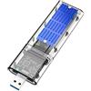 iFutniew esterna M.2 NGFF SSD ad alta velocità USB3.0 Gen1 5Gb/S trasparente SSD Hard Drive Case per PC blu, 455927A3
