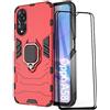 ESTH® Custodia per Oppo A78 5G/A58x 5G/A58 5G con 2 Pezzi Pellicola Protettiva, 360° Rotante Staffa [Compatibile con Supporto Magnetico per Auto], Cover Paraurti PC+TPU, Rosso