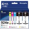 Woungzha 924 Cartucce d'inchiostro per 924e Cartucce compatibili con OfficeJet Pro 8120 OfficeJet Pro 8122e 8124e 8125e 8132e 8134e 8135e All-in-One (5-Pack, con chip)