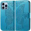 Mixroom - Custodia Cover Per iPhone 13 Mini in Pelle Ecopelle a Libro Portafoglio con Stand Bluette Intaglio Farfalla Chiusura a Linguetta Magnetica