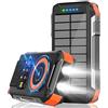 Kruilan 26800 mAh Solar Power Bank con 4 cavi, power bank magnetico senza fili, ricarica rapida, 30 W, USB C, caricatore portatile 7 uscite, batteria esterna con torcia per attività all'aperto, campeggio