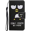 VQWQ Custodia per Samsung Galaxy A30S, Flip Cover Portafoglio in Pelle PU Motivo Animale Slot per Schede Libro Cavalletto Supporto Case Cordino Chiusura Magnetica per Donna Maschio-[XC]-Pinguino