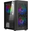 Nuwo Blitz R24 Nero Case Micro-ATX per PC Desktop Office Gaming Mini Tower 0.50MM SPCC con 3 Ventole Illuminazione Arcobaleno Fissa Pannello Laterale in Vetro Temperato (AxPxL: 388x350x203 mm)