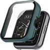 QINOUK Custodia rigida in PC per Realme Watch 2 Pro con pellicola protettiva in vetro temperato integrata, anti-goccia, custodia sottile protettiva antigraffio compatibile con Realme Watch 2 Pro-Green