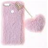 SNCLET Plush Case per Huawei P Smart 2017 Custodia in Silicone Fluffy Plush Phone Case Peluche Faux Pelliccia Pelosa Morbida LOVE Peluche Pom Pom Bling Cover TPU Protezione Case per Huawei Enjoy 7S,Rosa