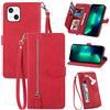 MOJIA Custodia Portafoglio per Doogee N55 / N55 PRO / N55 Plus, Pelle PU Flip Cover per Telefono con Guscio Interno in TPU, Multifunzione Porta Carte con Cinturino Polso. Rosso