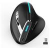 TKMARS Mouse Verticale,5 livelli DPI Mouse Wireless Ergonomico 8 Pulsanti Grogrammabili 3 Modalità Mouse,Mouse Senza Fili Bluetooth per PC, Computer Portatile, Mac Nero