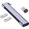 Generic Hub Usb - Hub multiporta USB C multii a 4 porte | Adattatore multiporta USB in lega di alluminio, trasferimento dati veloce multiporta, alimentato, splitter di tipo C per laptop, computer
