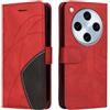 XINNI Cover Protettiva per Oppo Find X8 PRO Case, retrò Cellulare Custodia Libro Antiurto in Flip Pelle PU/TPU, Portafoglio Flip Magnetica, Rosso