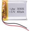 Liter energy battery Batteria 303035 LiPo 3.7V 400mAh 1.48Wh 1S 5C Liter Energy Battery per l'elettronica Ricaricabile Telefono Portatile Smartwatch Orologio GPS - Non adatto per Radiocomando 37x30x3mm (400mAh|303035)