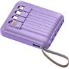 JUDEWY Caricabatterie Portatile Power Bank 20000mah Display Power Bank, Ricarica Veloce, Ricarica Veloce Del Telefono Cellulare Power Bank, 4 Cavi Di Alimentazione Mobile (Viola)