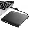 Reagle Unità CD/DVD esterna USB-C & USB-A 2 in 1 masterizzatore esterno e lettore per laptop Windows Linux Plug & Play USB 3.2 Gen 1 5 Gbps Slim Design Nero
