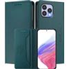 MOJIA Custodia per Cubot P80 / Wiko T60, Resistente a Cadute e Graffi, Alta qualità PU Pelle Stile Portafoglio Cover Folio con Chiusura Magnetica. Dark Green