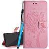 Laybomo Custodia per LG K50 / LG Q60 Cover Portafoglio PU Pelle Borsa con Slot per Schede Magnetico Flip Stand Protettivo Silicone Cover per LG K50 / LG Q60, Albero del Regalo (Oro Rosa)