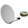 Tecatel Kit antenna parabolica 60 cm marca Tecnovoz+ rotolo 20 m TV + LNB Illusion