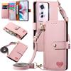 MOJIA Custodia per Oppo Reno11 F 5G / Reno 11F 5G, Alta qualità Pelle Flip Portafoglio Cover per Telefono, Multifunzione Porta Carte con Tracolla Custodia. Rosa