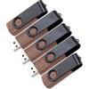 A Plus Pendrive in legno noce Set di 5 - Clip metallico rotante 360°, elegante e professionale per ufficio e fotografia (64, GB)