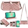 Tivenfezk Nadoli Portafoglio Cerniera Custodia per Samsung Galaxy A52 4G/5G/A52S,con 5 Slot per Schede Borsa Spallina Tasca Magnetico Rombo Motivo PU Pelle Flip Collo Cordino Cover