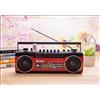 DISCORAMA® - LETTORE STEREO CASSETTE MUSICASSETTE RADIO REGISTRATORE USB + SD VINTAGE LETTORE PORTATILE ANNI 80 AUDIOCASSETTA (Rosso)