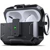 DASFOND Custodia Armor per AirPods Pro - Custodia protettiva integrale resistente agli urti con clip di sicurezza compatibile con la custodia Apple AirPod Pro 1/2 generazione, Nero