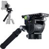 Fotopro Testa fluida panoramica Drag Pan Head per videocamera treppiede con piastra QR, per filmare vlogging live streaming videografia (MH-6A Pro)