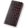 Yidai-Silu Custodia in Pelle per iPhone 13 PRO Max 【Motivo Coccodrillo, Lusso】 Cover in Vera Pelle con Porta Carte Supporto Flip Cellulare Caso per iPhone 13 PRO Max - Marrone