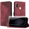 JayModCase Custodia per Xiaomi Redmi 6 Pro/mi A2 Lite con protezione per schermo, Custodia Pelle Sintetica Portafoglio con Magnetica a Scatto Slot per scheda Cavalletto per Xiaomi A2 Lite - Rosso