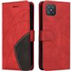 XINNI Cover Protettiva per Oppo Reno 4Z 5G Case, retrò Cellulare Custodia Libro Antiurto in Flip Pelle PU/TPU, Portafoglio Flip Magnetica, Rosso