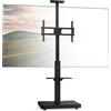XTRARM Elite mobile, supporto TV regolabile in altezza per 40-86 pollici e max 60 kg, supporto inclinabile fino a max VESA 600x400, con ripiani e presa, nero, manuale