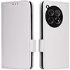 RonRun per Cover OnePlus 12R/ OnePlus Ace 3 5G, con Chiusura Flip Cover Magnetica Funzione Stand Elegante Protettivo Case Bianco