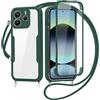 FERLAN Cover per Redmi Note 14 4G (163) con Cordino, 360 Gradi Antiurto Custodia con Protezione Schermo Integrata Trasparente Rugged TPU Bumper Doppia Protettiva Cover per Redmi Note 14 4G (163)-Verde